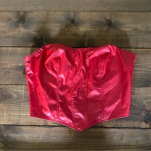 SHEIN Red Faux Leather Corset Cropped Top